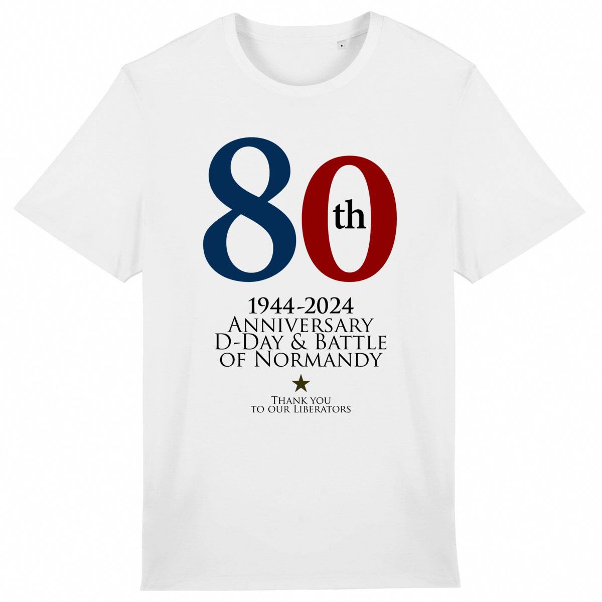 T-shirt blanc manches courtes Normandy D-Day 80 th Anniversary