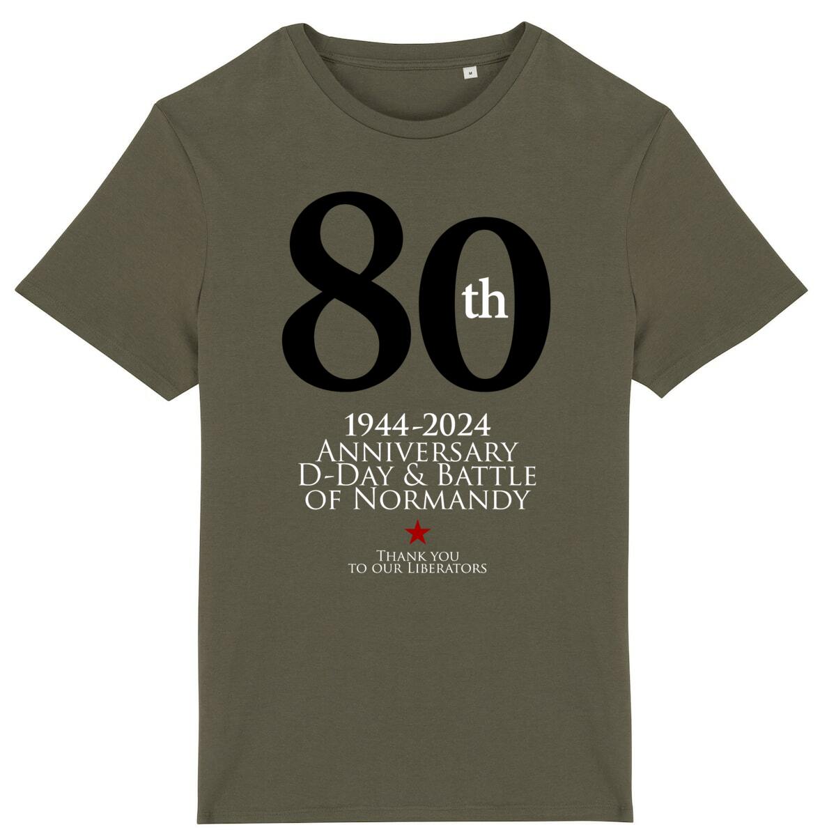 T-shirt kaki manches courtes Normandy D-Day 80 th Anniversary