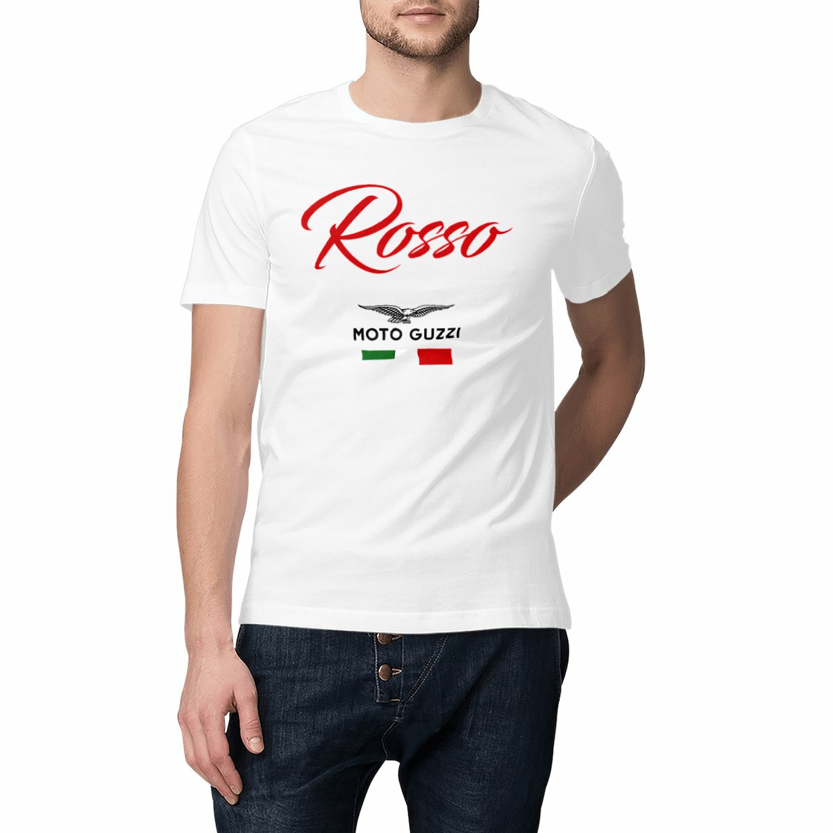 T-shirt blanc Moto Guzzi Rosso