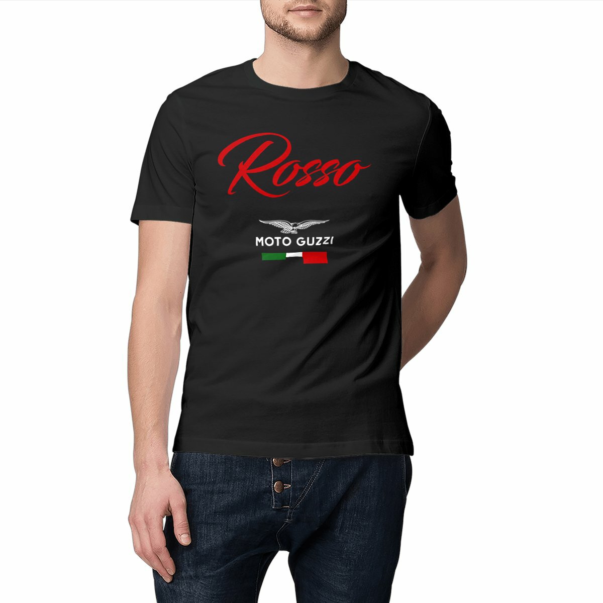 T-shirt noir Moto Guzzi Rosso