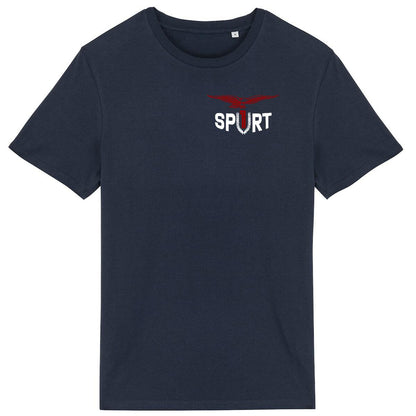 T-shirt bleu marine Moto Guzzi Sport face et dos