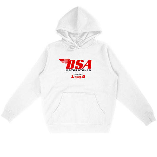 Hoodie unisexe blanc - BSA Motorcycles since 1903