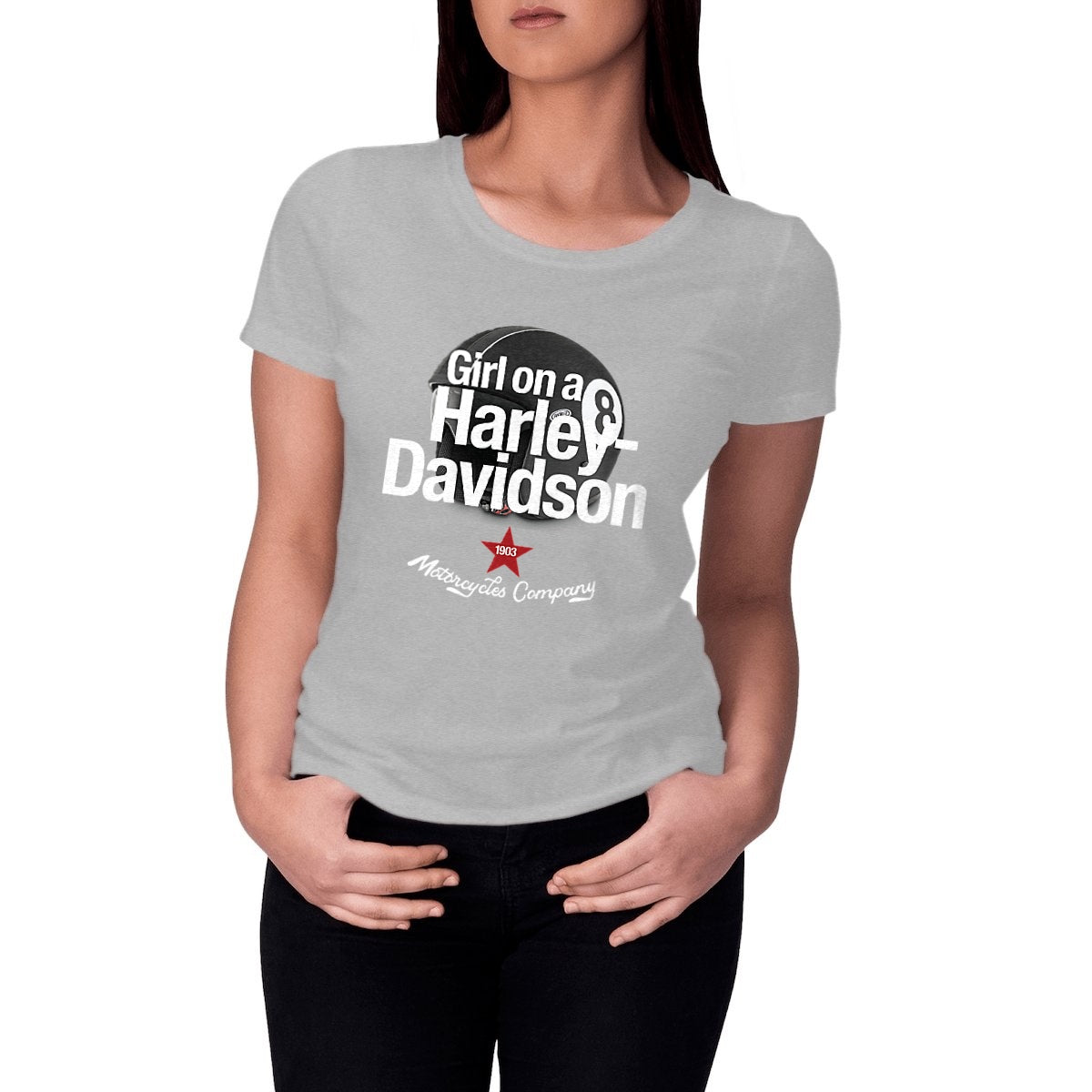 T-shirt femme Premium • Girl on a Harley-Davidson