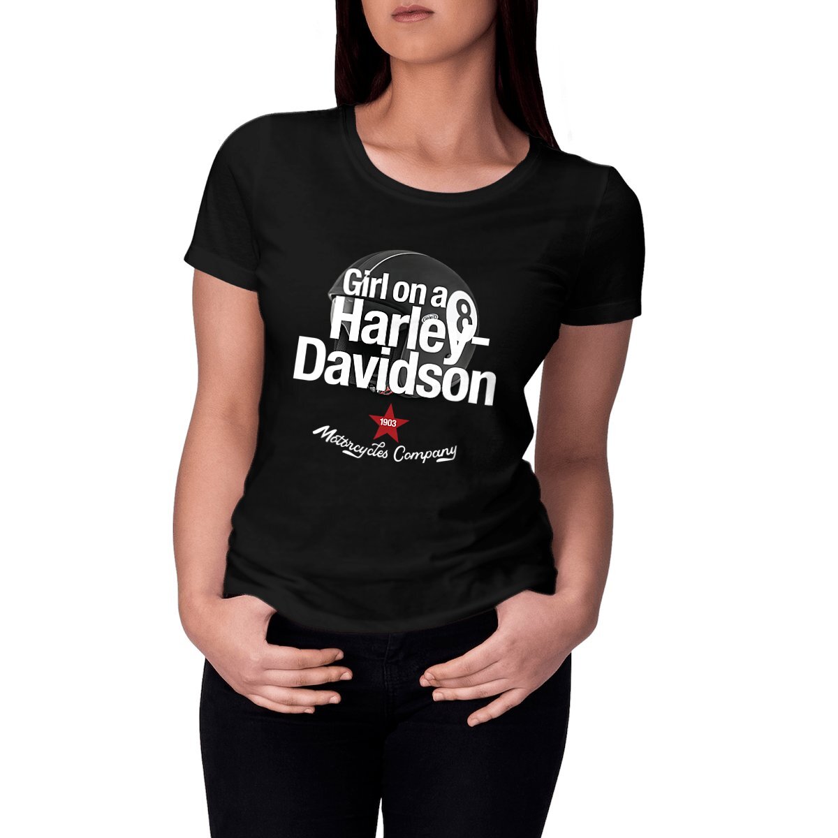 T-shirt femme Premium • Girl on a Harley-Davidson