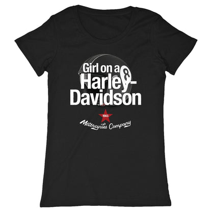 T-shirt femme Premium • Girl on a Harley-Davidson