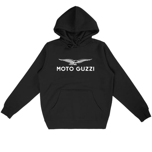 Sweat-shirt noir à capuche Moto Guzzi logo Eagle