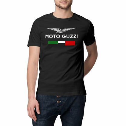 T-shirt Moto Guzzi Bandiera Italiana Nera